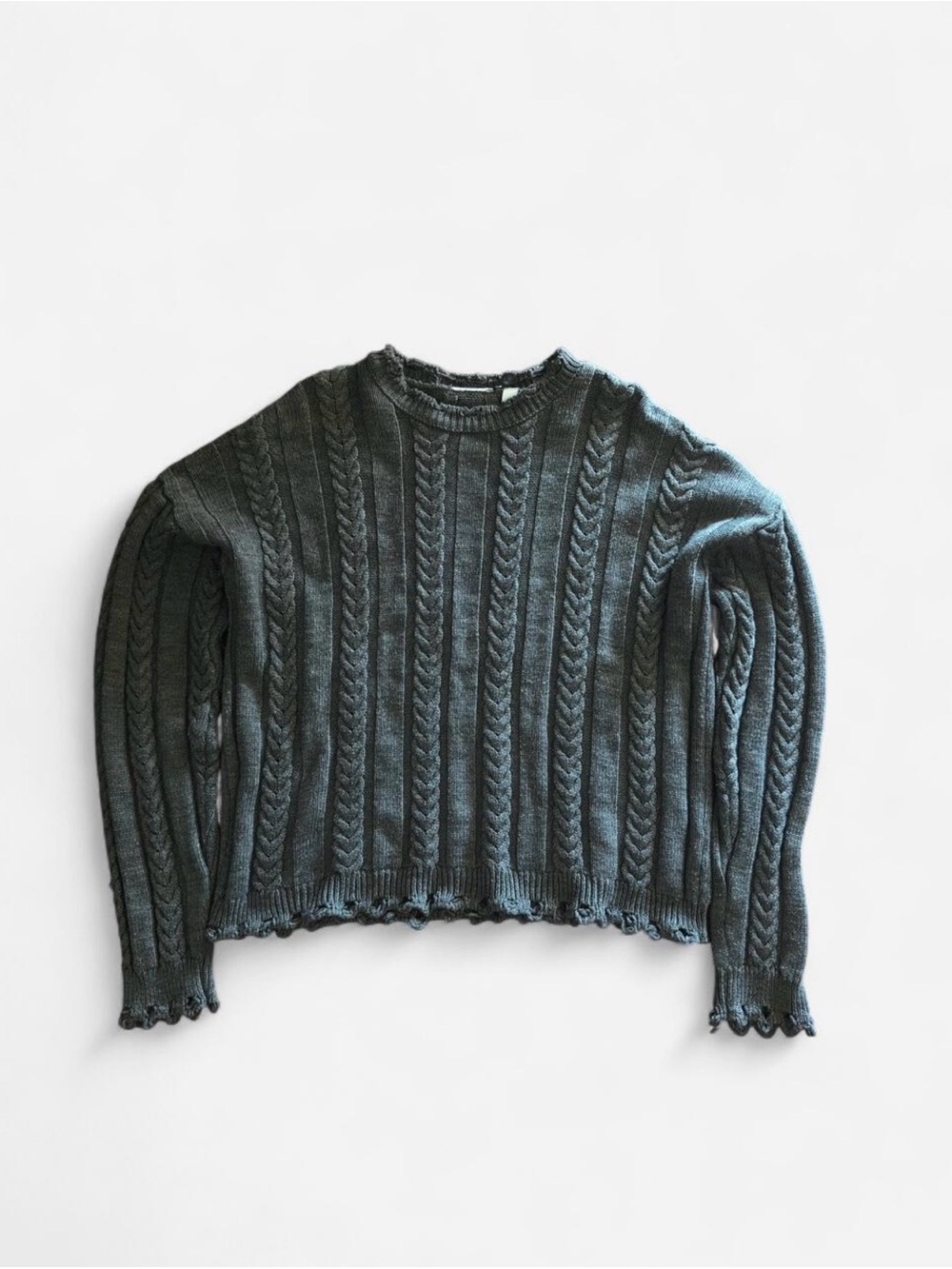 ASOS Dark Grey Cable Knit Crewneck Sweater